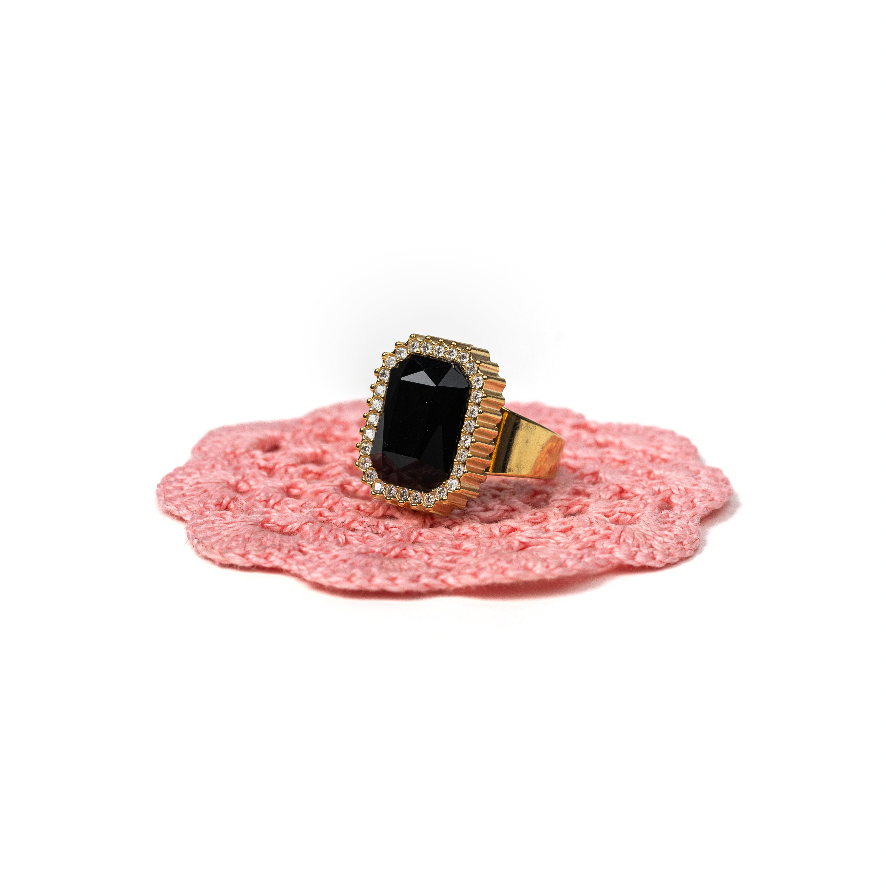 BAGUE STRASS NOIR
