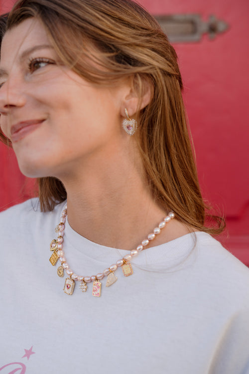 Collier en perles d'eau douce roses pâles
