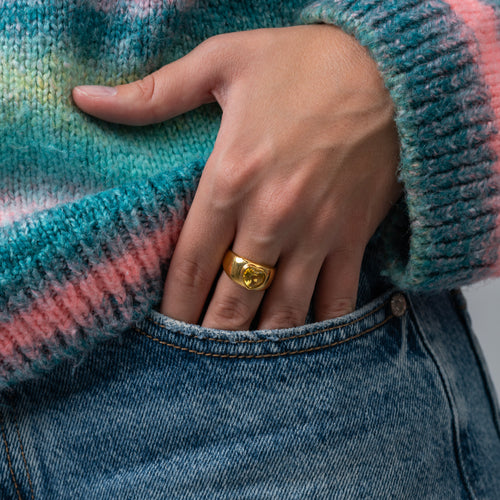 BAGUE COEUR JAUNE
