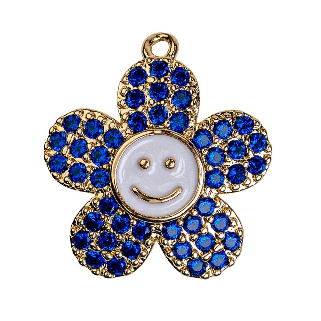 La Pampille Fleur Smiley Bleue