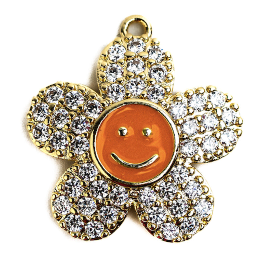 La Big Pampille Fleur Smiley Orange